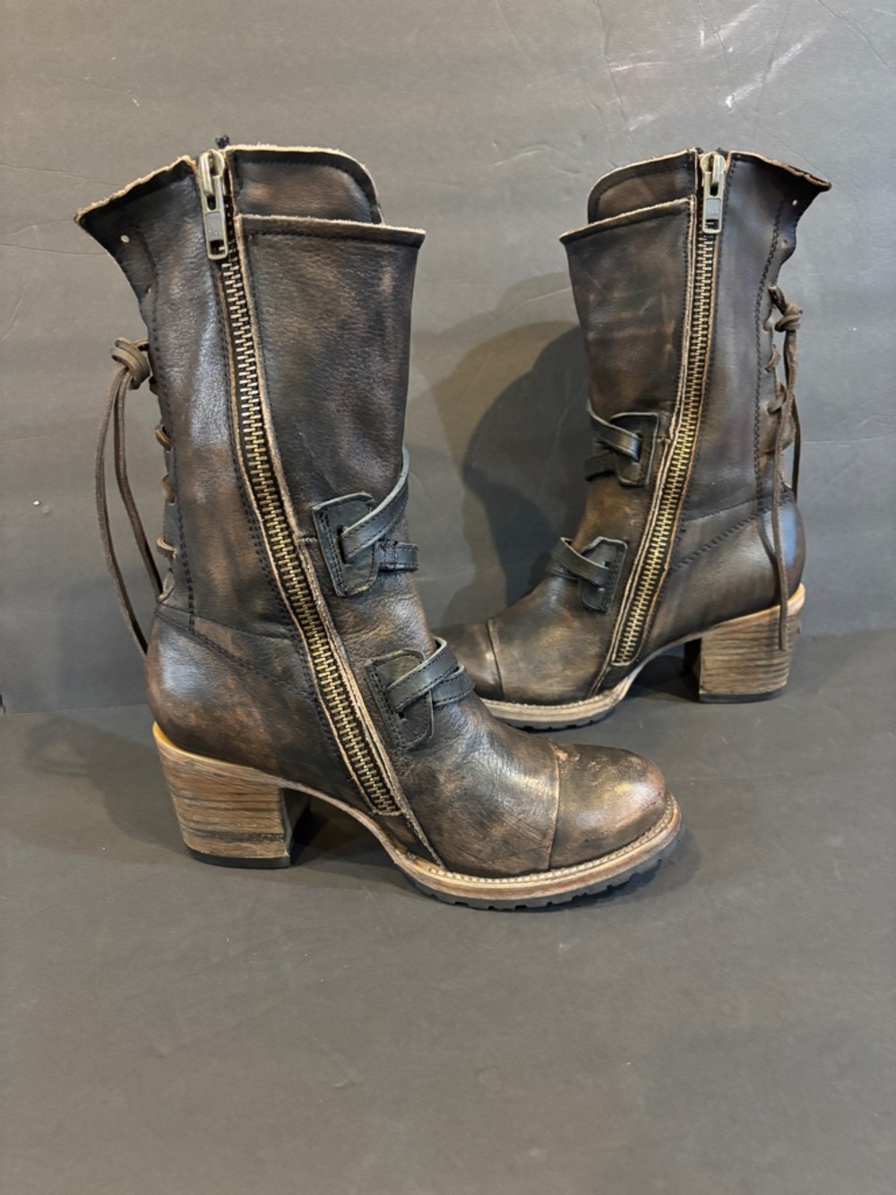 Freebird by Steven | CORA Distressed Leather Lace-Back Boots